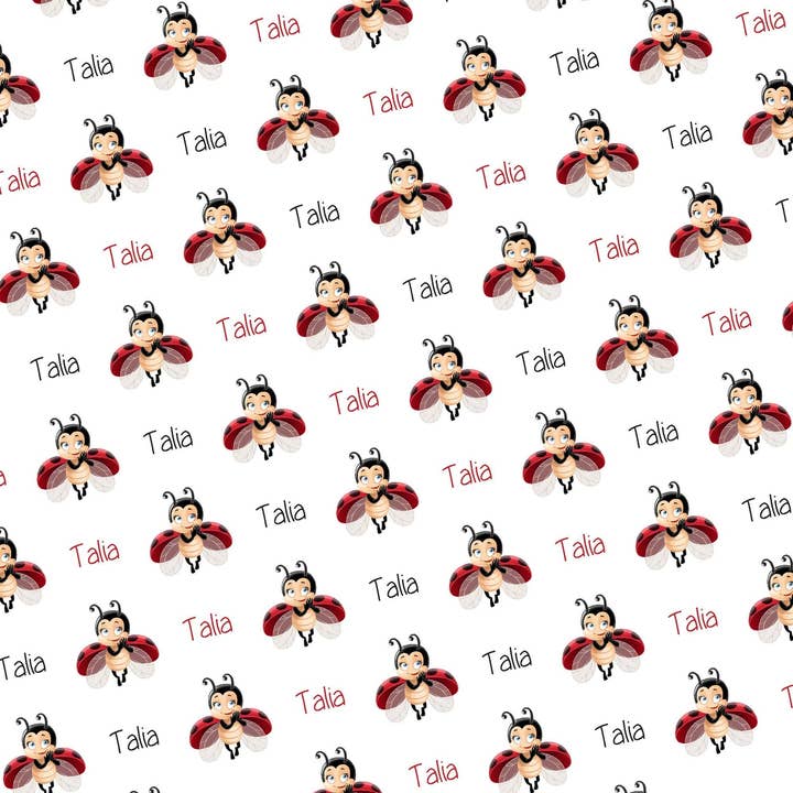 Papier cadeau personnalisé Coccinelle pour la vente par Potter's Printing
