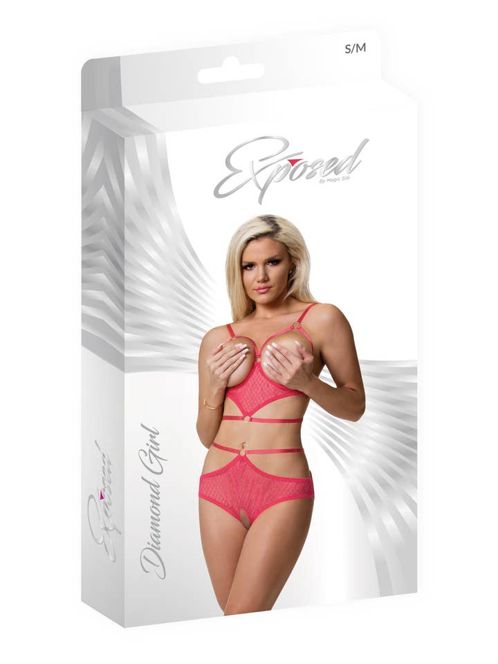 Exposed - Wholesale Lingerie Set - Women's - Cupless Bra & Crotchless Panty Set 2