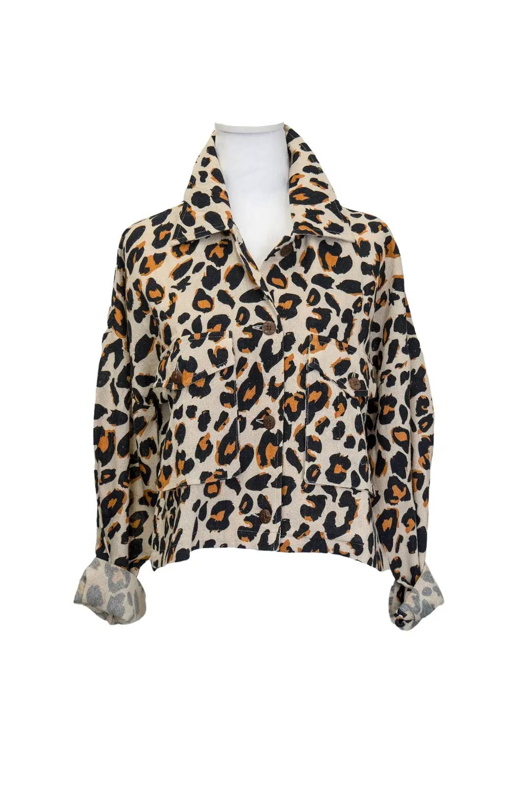 LeParisPetit by I Love Linen - Vente Veste – femme - Surchemise à imprimé léopard en coton court à boutons