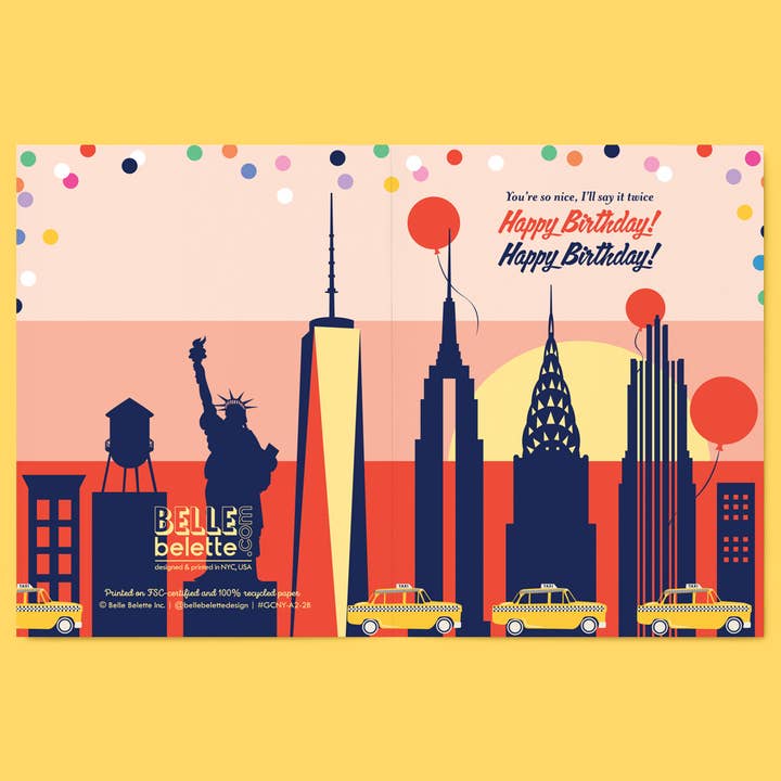 Belle Belette - Wholesale Birthday Card - New York Happy Birthday Twice Card1
