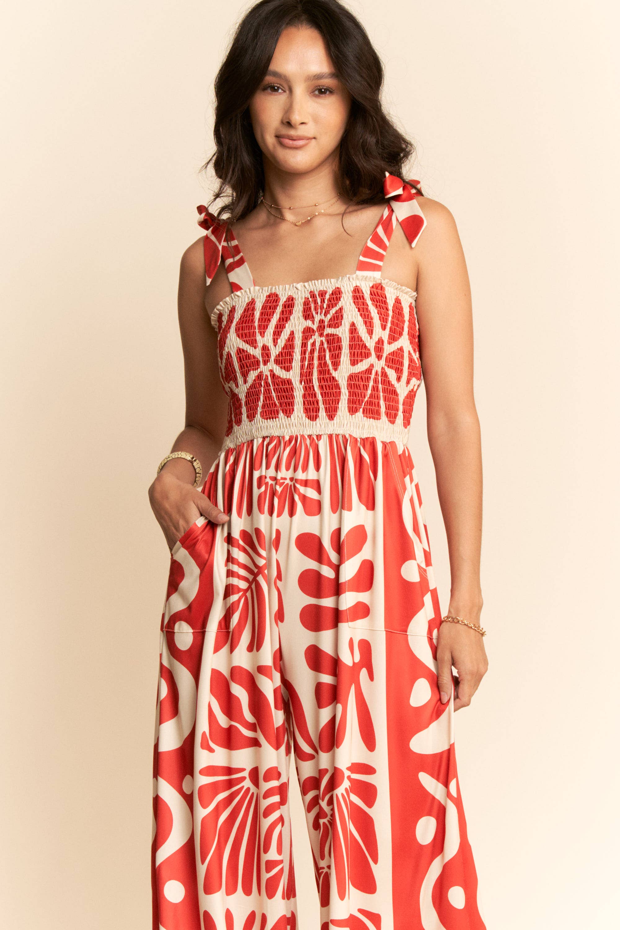 Davi & Dani – wholesale Jumpsuit – Women's – RETRO GEO FLORAL POSITION PRINTED KNIT JUMPSUIT13