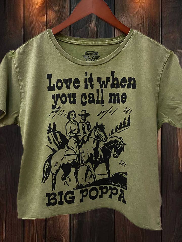 T-shirt court classique délavé à l'acide Big Poppa pour la vente par Country Deep Apparel