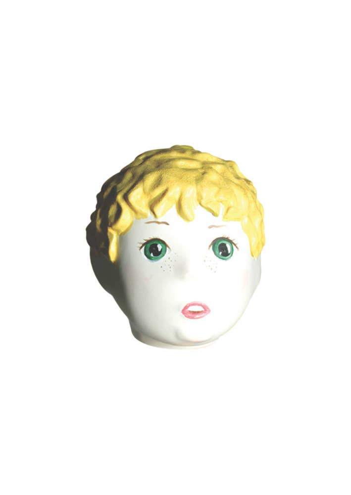SUDMANNEQUIN - Vendita all'ingrosso Statuette decorative - TESTA DI RAGAZZO BIONDO VISO DIPINTO 1-2 anni