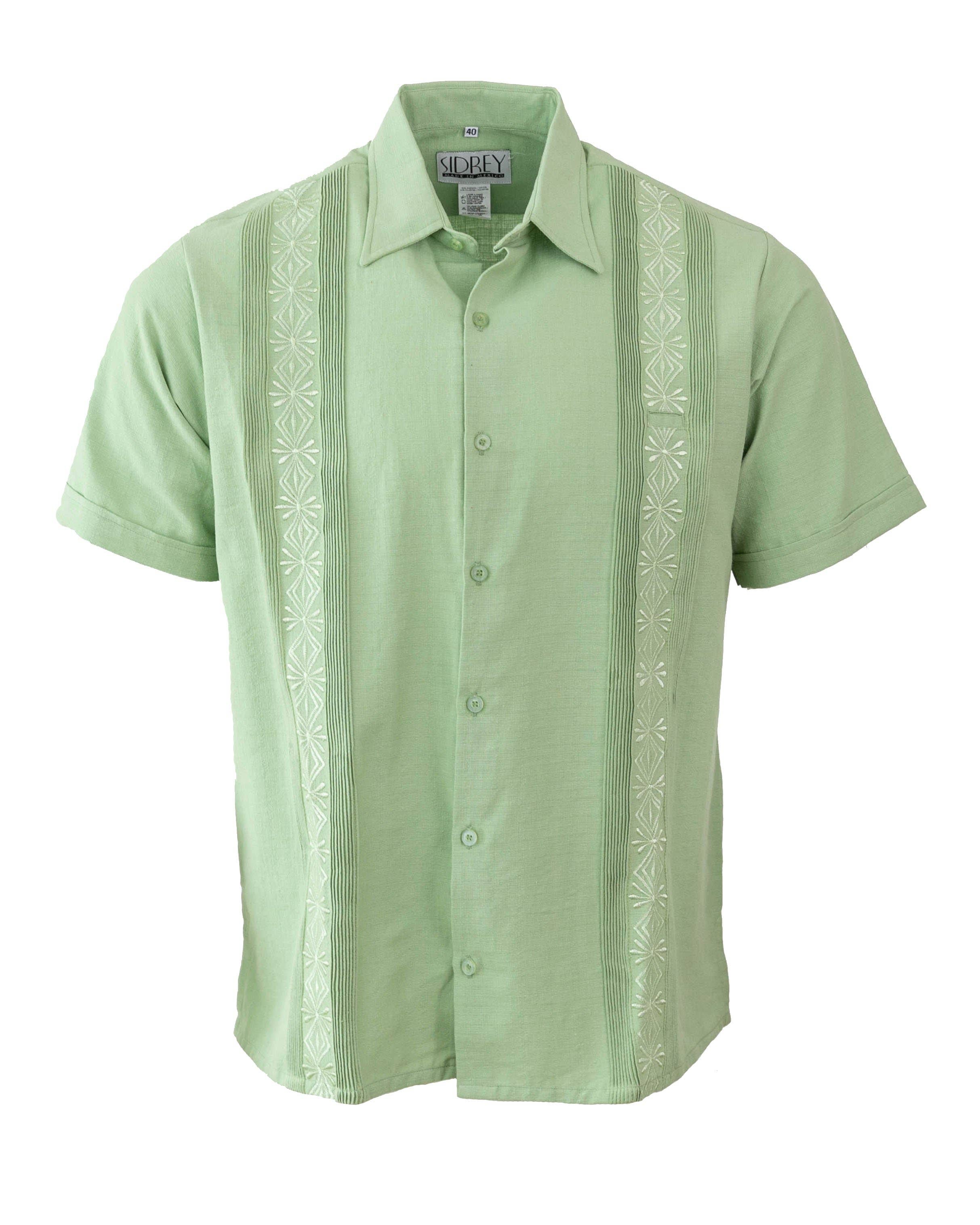 SIDREY – Engroshandel Skjorte med buttondown – Mænd – SIDREY Mænds mexicanske Guayabera Guayamisa Skjorte - Fern Green2