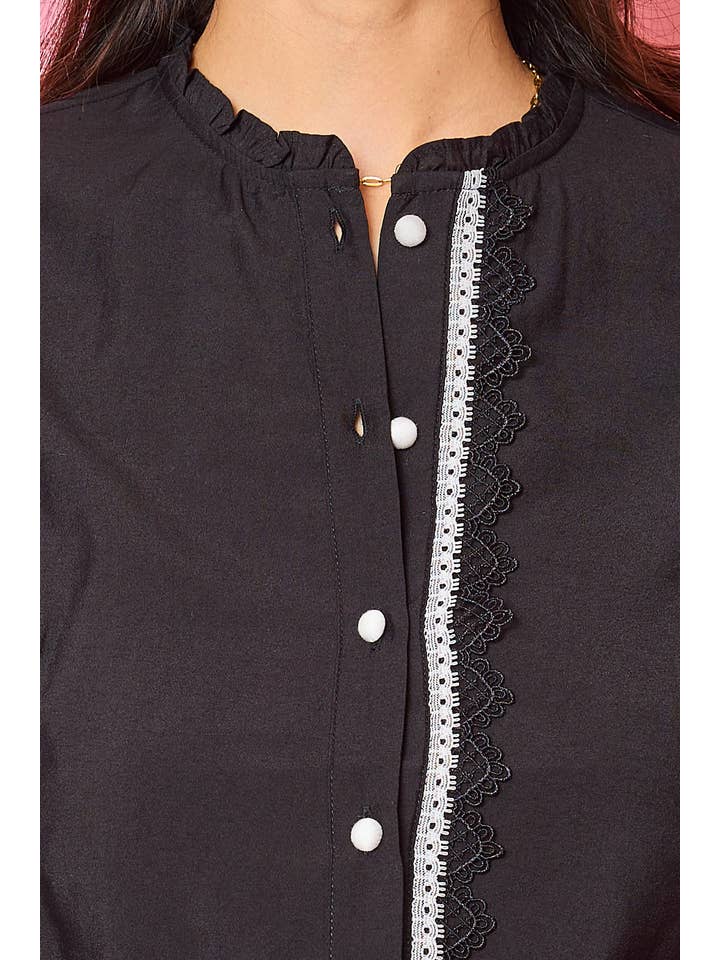 LOVIE & CO - Wholesale Button Down Shirt - Women's - Two-tone shirt, long sleeves SEDUM6