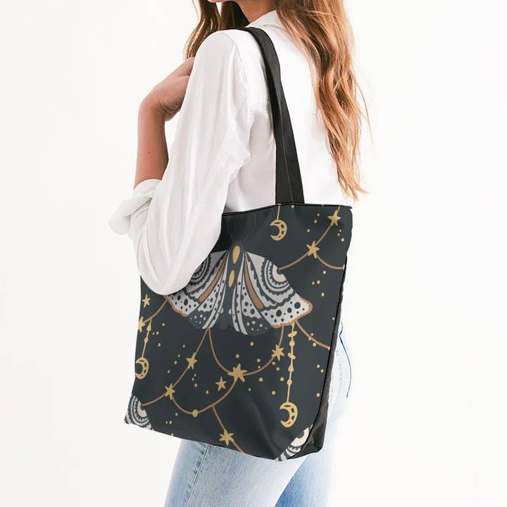 Mikova & Co. - Wholesale Tote Bag - Women's - Celestial Butterfly Canvas Zip Tote4