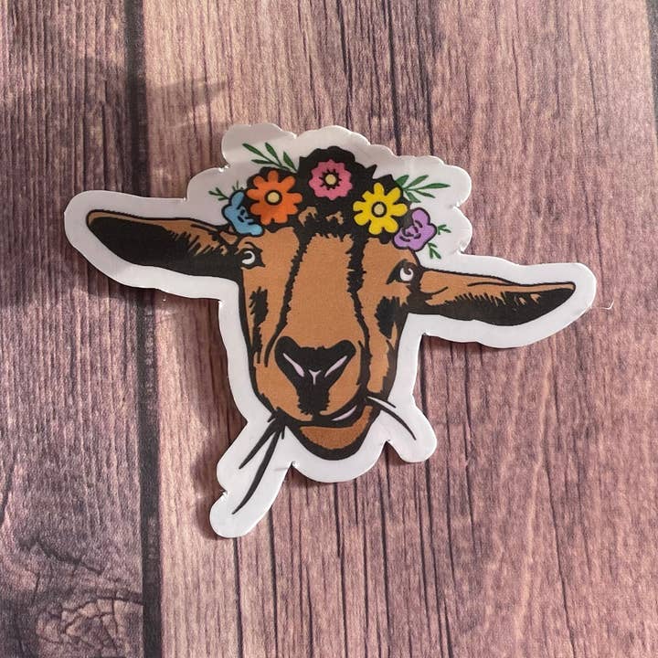 Goat Eating Grass Waterproof Sticker/Magnet for wholesale by JG Sticker Shop