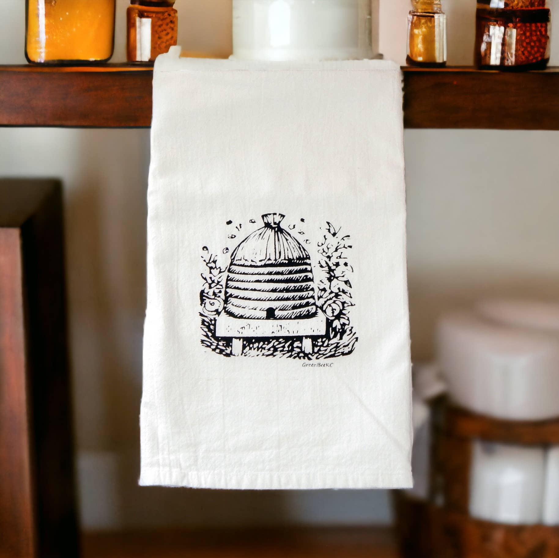 Green Bee Tea Towels - Wholesale Tea Towel - Bee Hive Dish Towel | Tea Towels | Flour Sack Kitchen Towels2