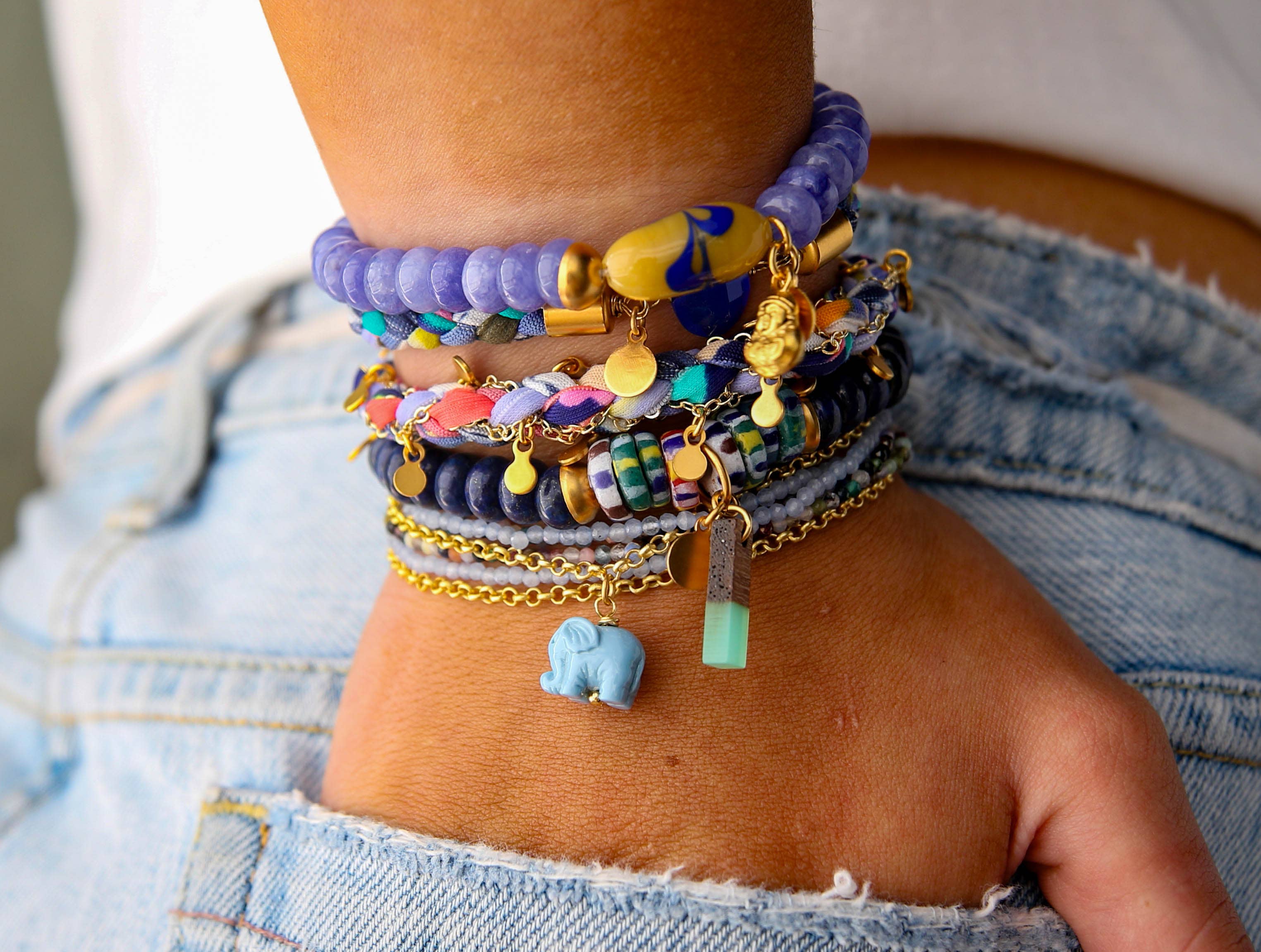 Catherine Page Jewelry - Wholesale Beaded Bracelet - Capri Elastic Bracelet in Deep Seafoam 2