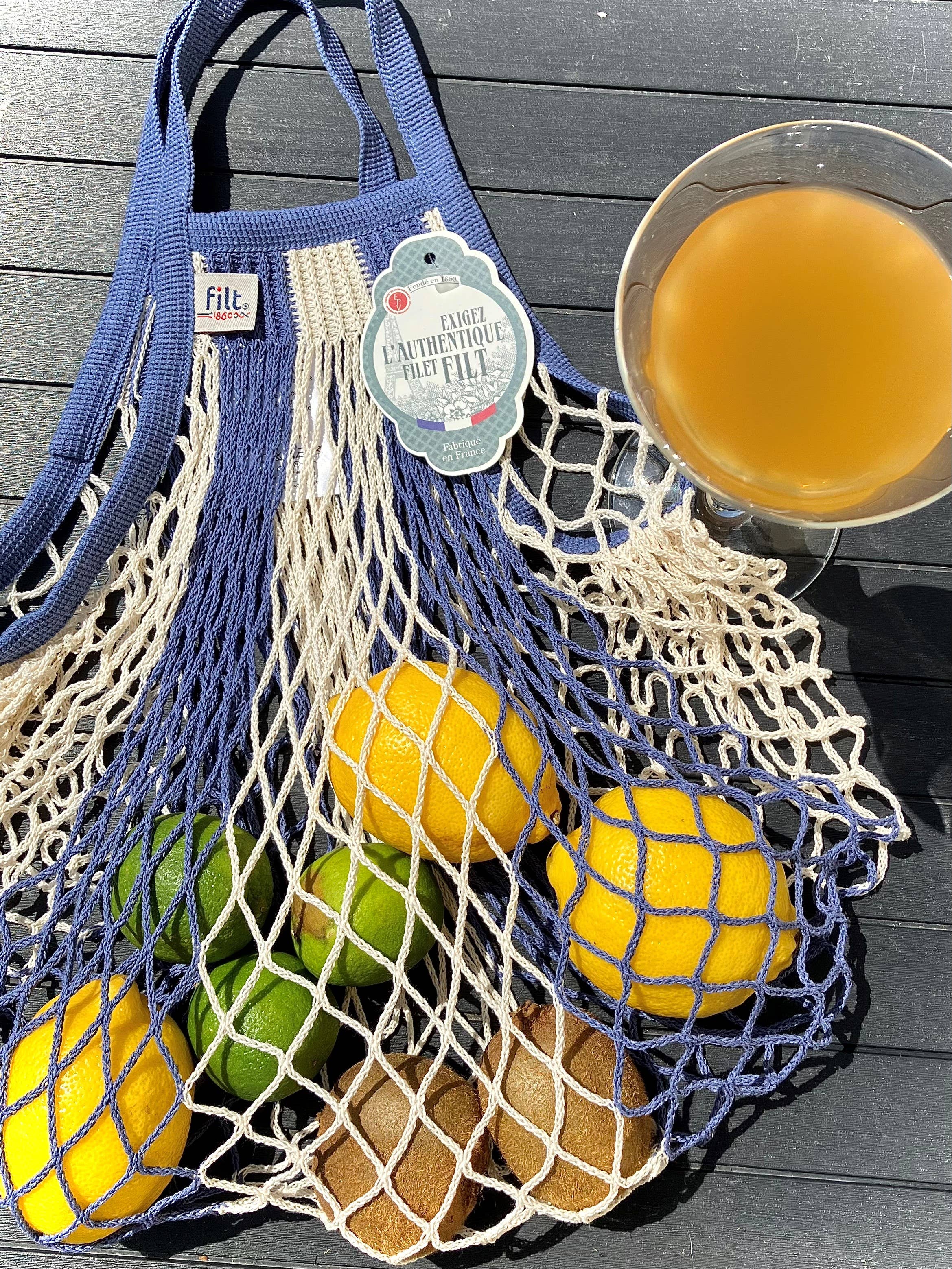 Filt1860 - Venta al por mayor Bolsas de la compra - Red de compras estándar azul crudo con asas pequeñas1