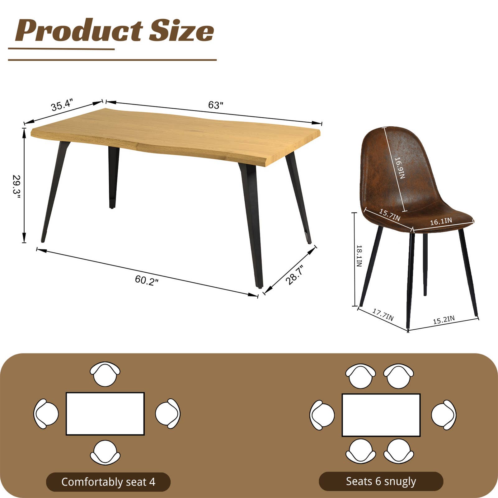 39F Inc. - Wholesale Chair - 5-Piece Dining Set-63" Wave-Edge Table and Chair Options13