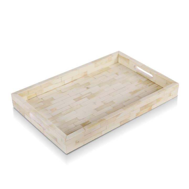 Handicrafts Home - Venta al por mayor Bandejas decorativas - Bandeja decorativa Ideal Ottoman blanca de 11 x 17 pulgadas