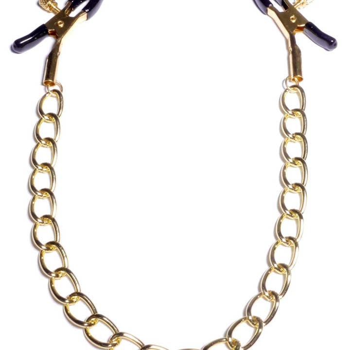 Kinky Pleasure - Wholesale Sex Toy - Bossoftoys - 61-00046 - Stimulator- Exclusive Nipple Clamps No. 16 - gold nipple chain clamps - Strong Blister3