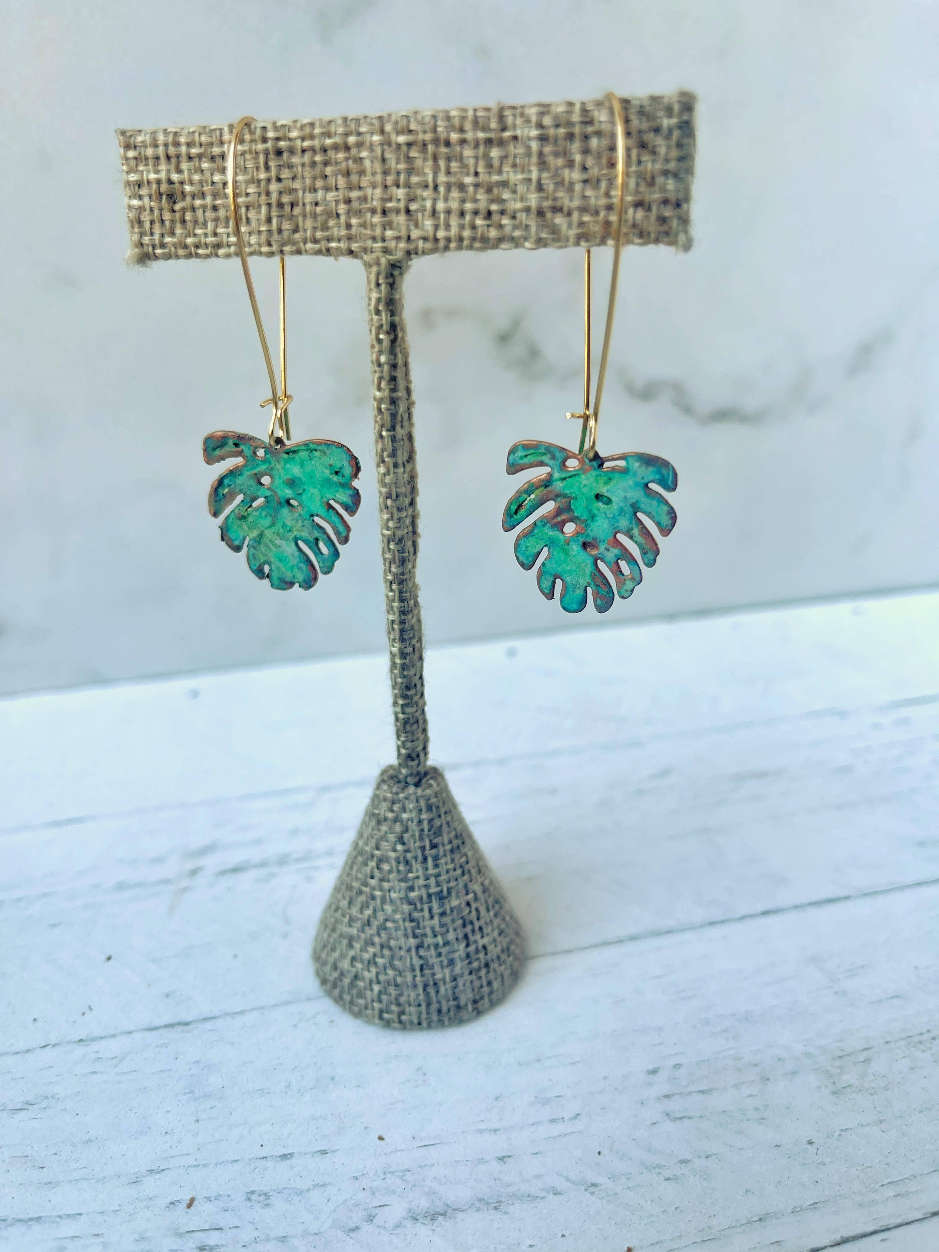 Rage Gems & Jewelry - Wholesale Hangende/ronde oorbellen - Verdigris Patina Leaf oorbellen4