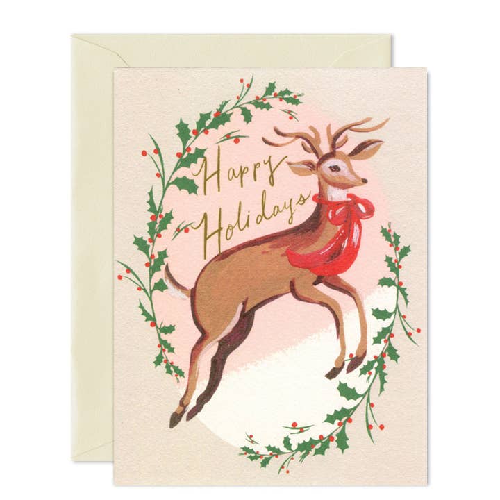 Oh Deer- Blank Holiday Greeting Card for wholesale by Emily Oot LLC