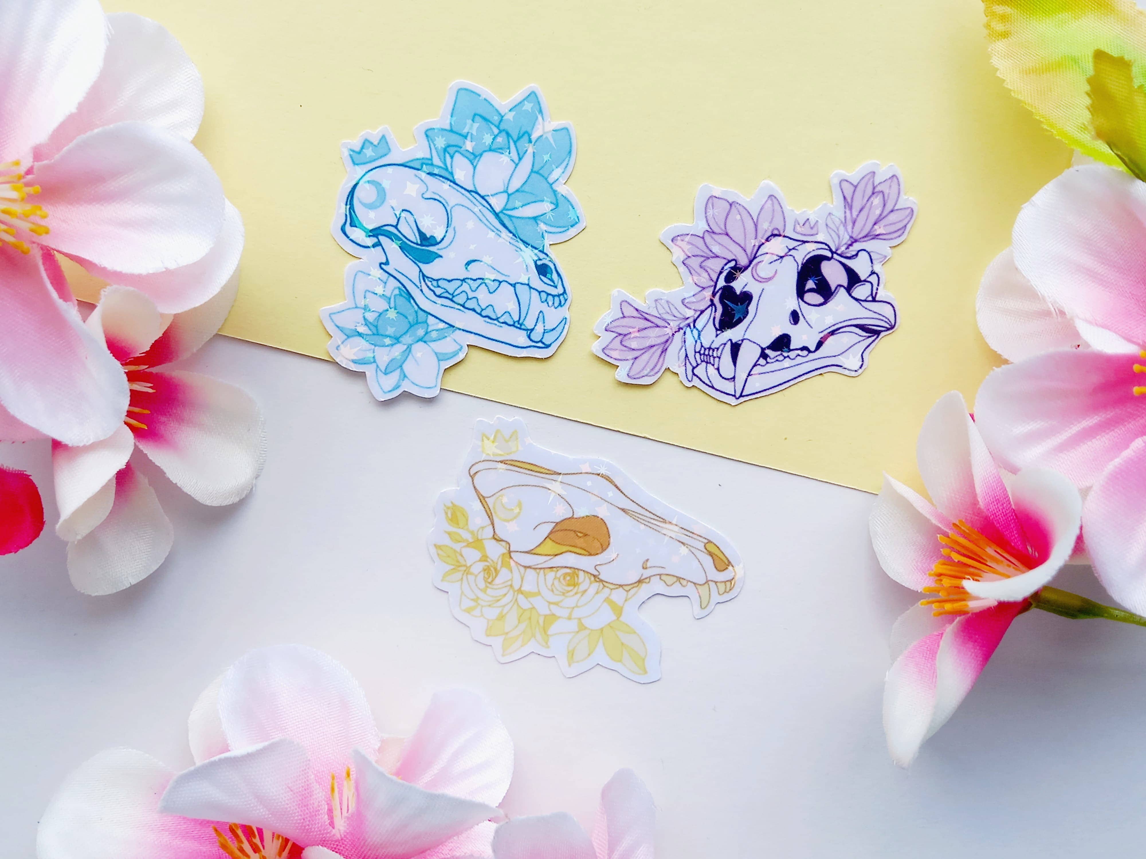Arthelios Studio - Wholesale Sticker - Stickers -” Skull Flowering Moon Cat | Dog | Fox”2