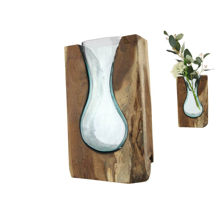 Cubby House by Malmar - Wholesale Vase - 30cm Glass Vase on Driftwood