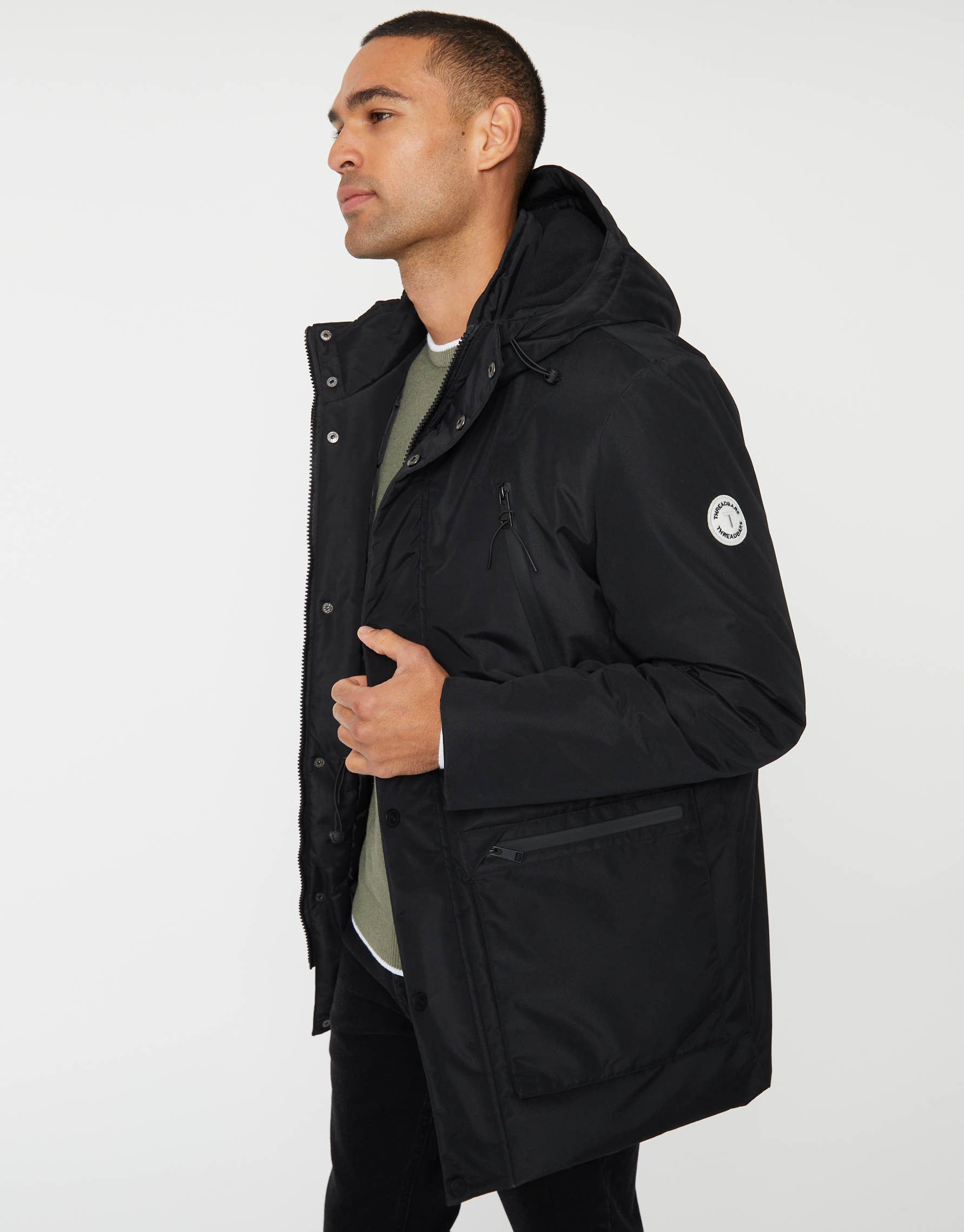 Black Men's Utility Hooded Jacket for wholesale on Faire2