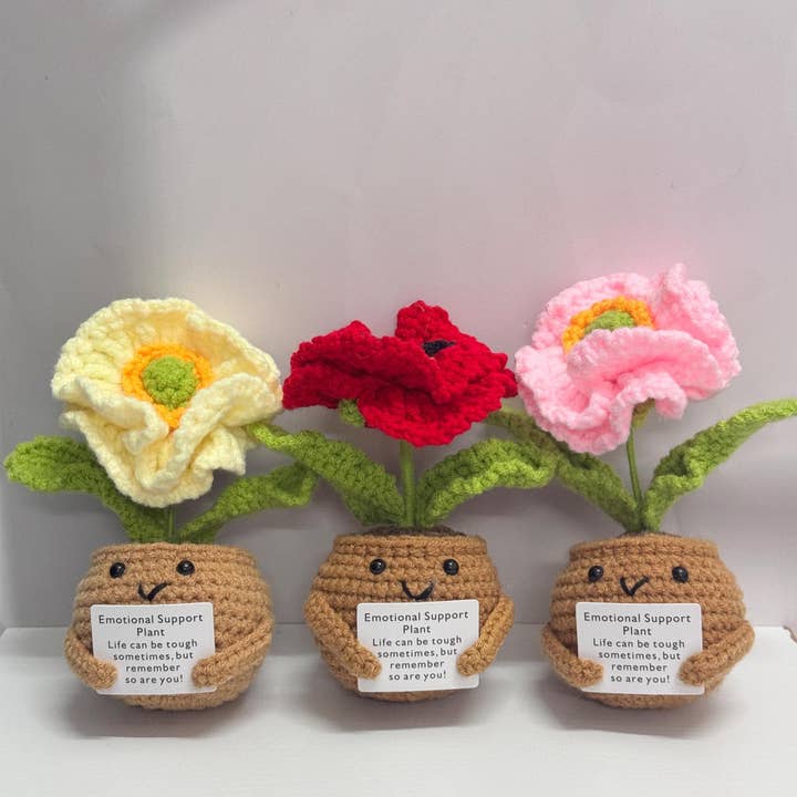 TOMOPOD LLC - Wholesale Stuffed/Plush Toy - Kids & Baby - Crochet Poppy Flowers, Emotional Support Plant Gift, Decor5