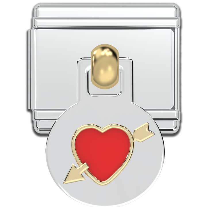Natalia - Wholesale Individual Charm/Pendant - Italian Charm Bracelet Charms - 9mm Heart w/ Arrow Links2