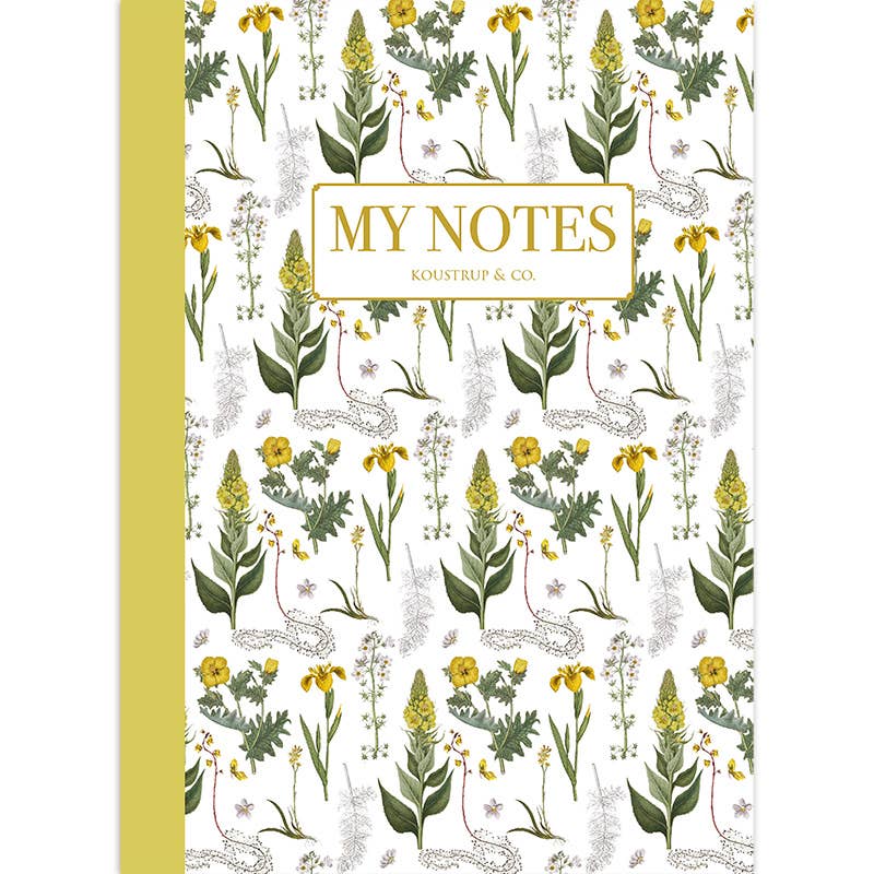 Koustrupco - Wholesale Notebook - Yellow floral pattern - Note Booklet -Made in Denmark1