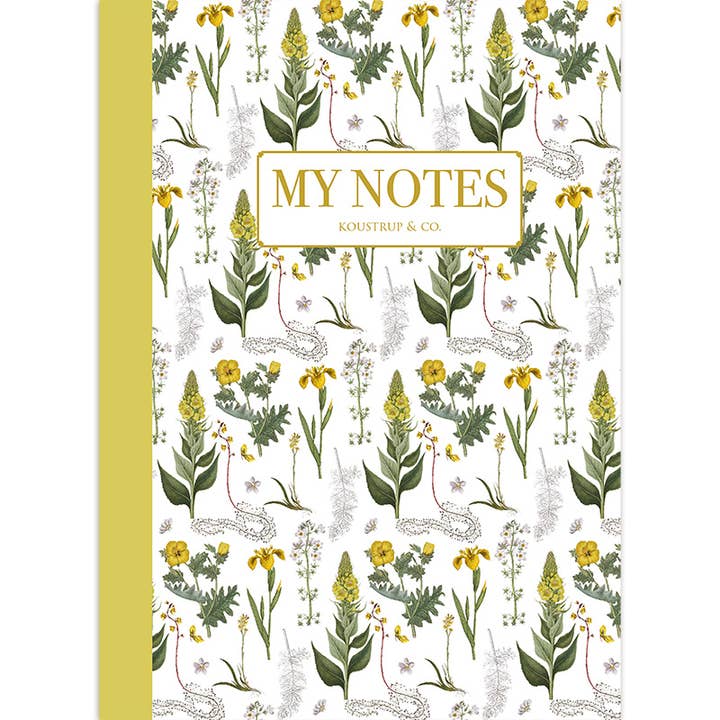 Koustrupco - Wholesale Notebook - Yellow floral pattern - Note Booklet -Made in Denmark1