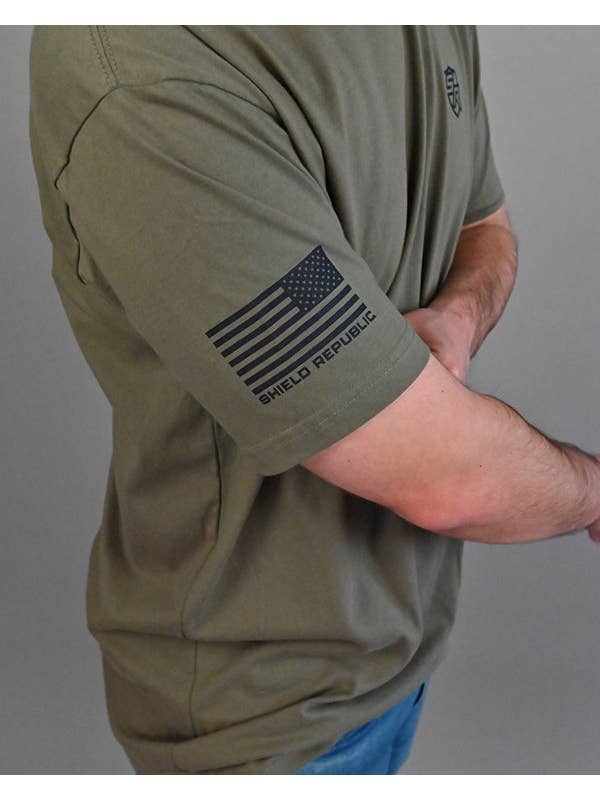 Shield Republic - Wholesale Screen Printed T-Shirt - Men's - Firearm Flag