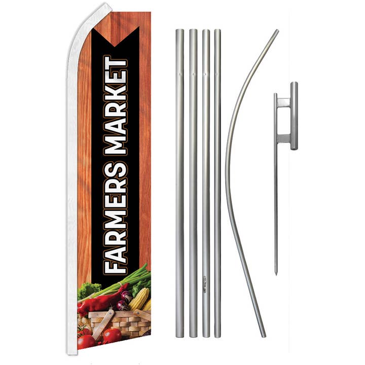 Farmer's Market (Fresh) Super Flag & Pole Kit for wholesale by Flags Importer