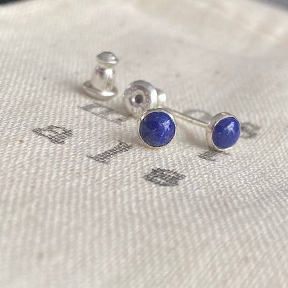 Lapis Studs // Silver for wholesale by AOS Metals