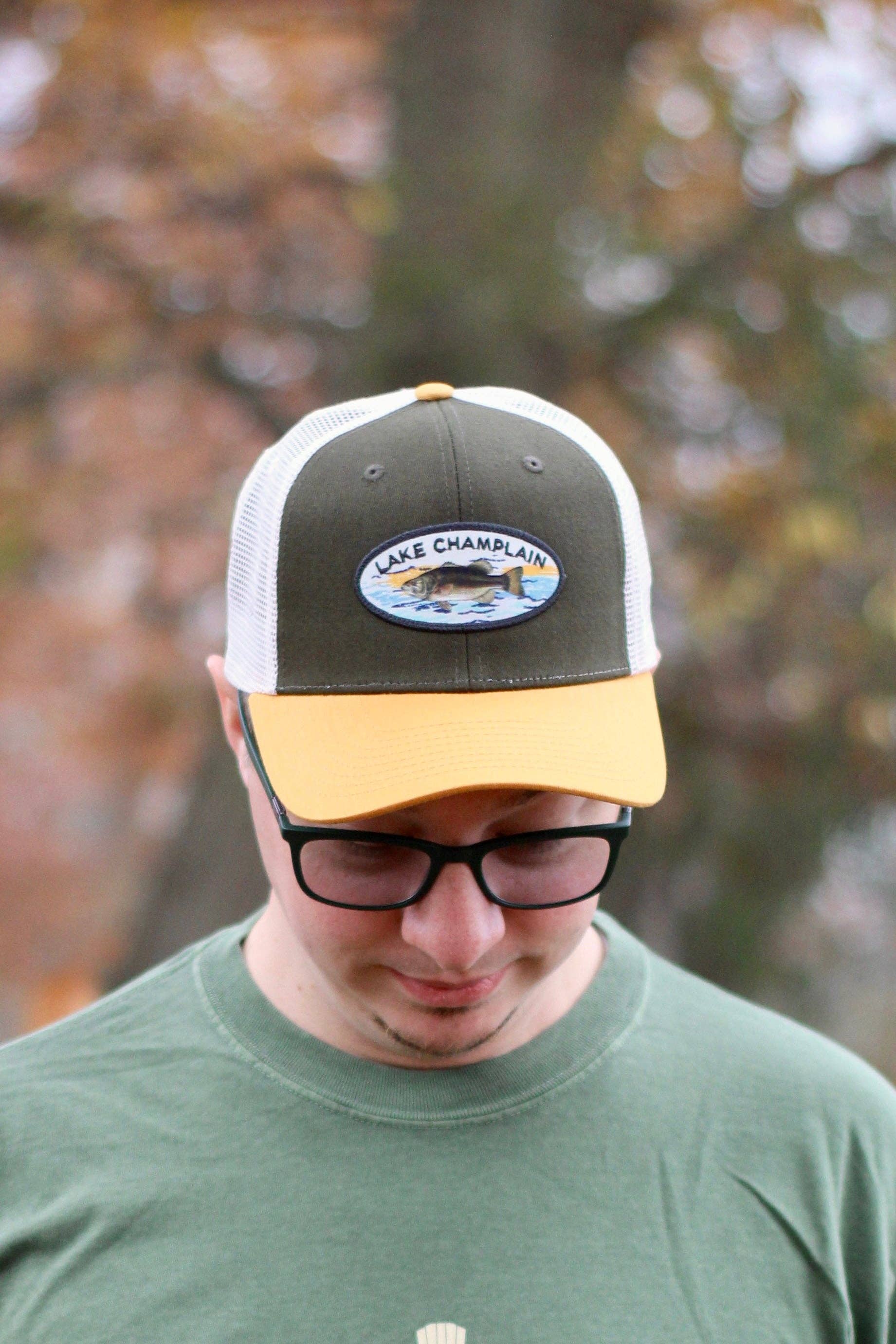 Just Wandering Co. - Wholesale Trucker Hat - Unisex - Lake Champlain Bass Hat | Zephar Trucker | Fishing Gifts | Vermont | New York | Lake Life | Outdoors Hat1