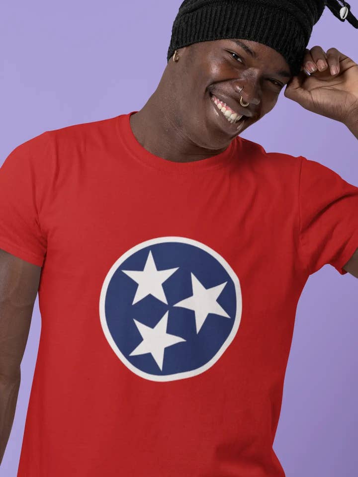 T-shirt graphique avec drapeau du Tennessee pour hommes T-shirt imprimé bleu pour la vente par ULTRABASIC