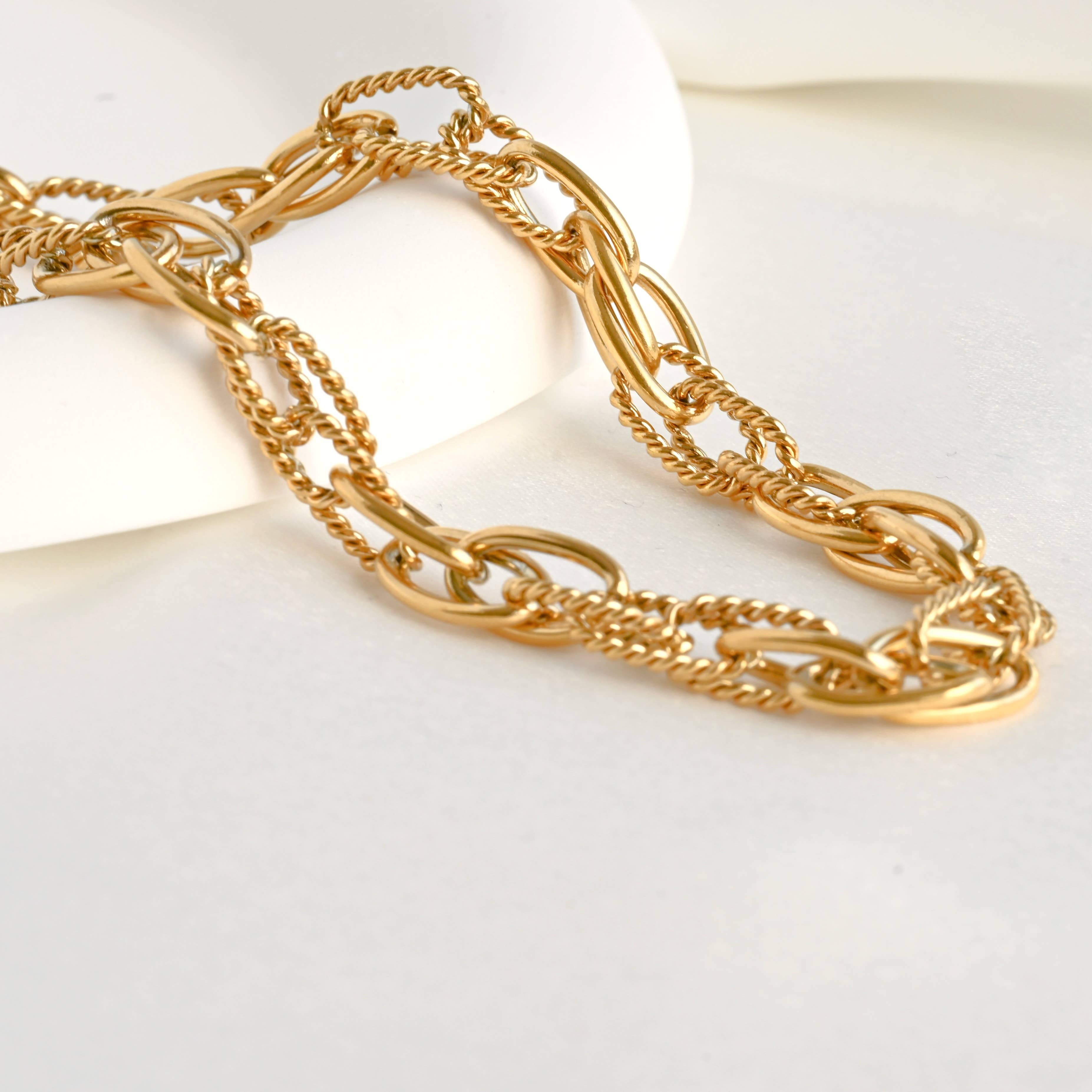 Blueyejewelry - Wholesale Link & Chain Necklace - Dual Chain Necklace - Twist Link Chain Necklace Bracelet Set10