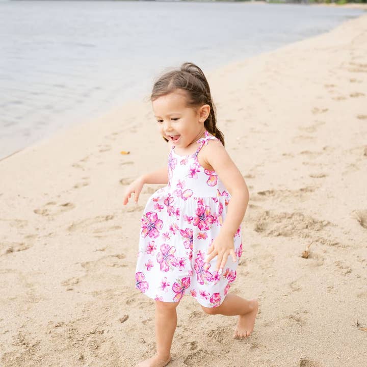 Coco Moon - Wholesale Dress - Kids - Hibiscus Kiss Kids Bamboo Spaghetti Strap Dress