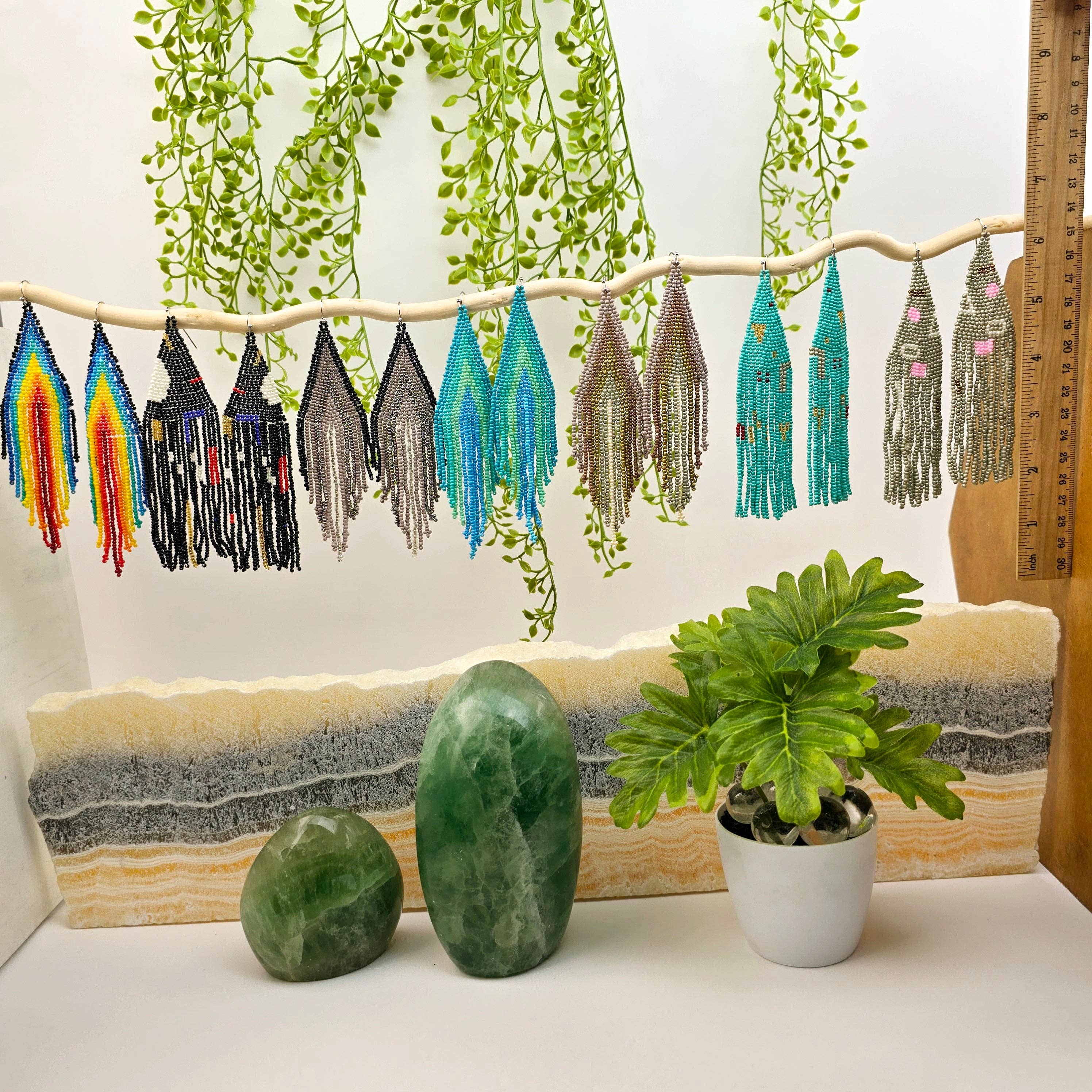 Rock Paradise - Wholesale Dangle Earrings - Seed Bead Earrings - Large Triangle and Fringe Pattern - You Choose Style7