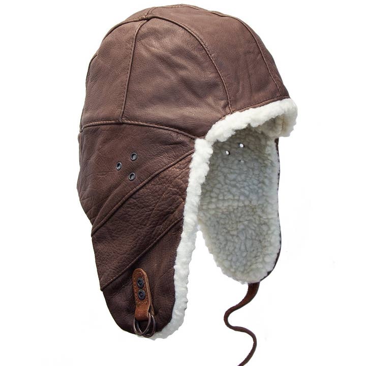 REMOVED BRAND – Großhandel Flat Brim Cap – Unisex – Flieger Cap Wintermütze- Gefütterte Pilotenmütze aus echtem Leder2