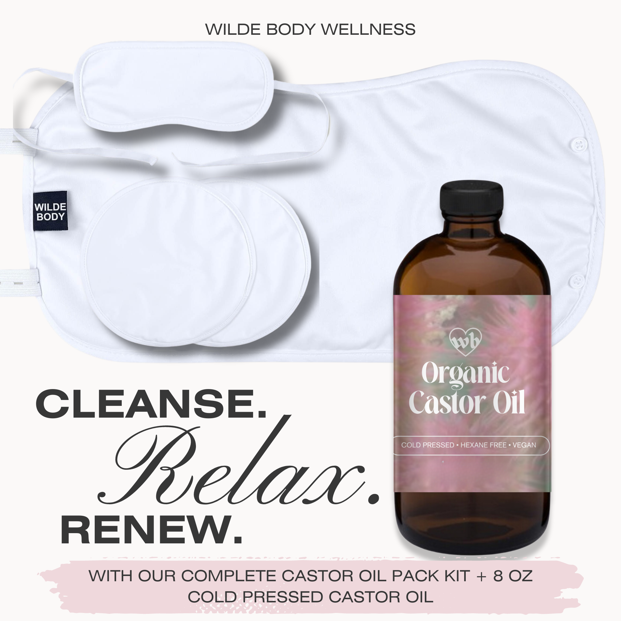 Wilde Body Wellness - Wholesale Bath/Body Oil - Complete Castor Oil Pack Kit | 8 oz Castor Oil Included1
