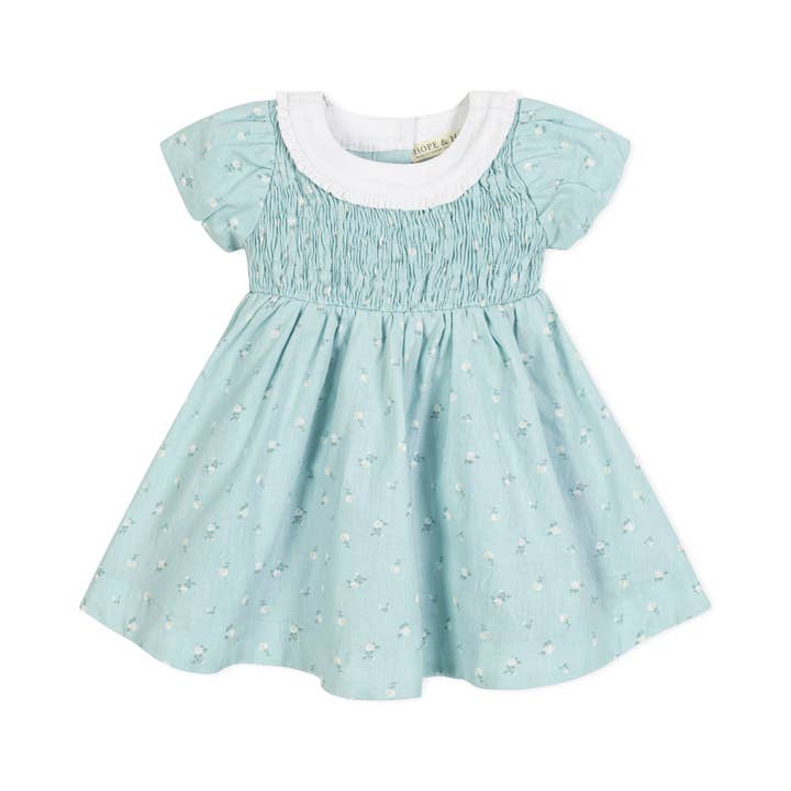 Tea Room Floral Linen Ruffle Collar Dress for wholesale on Faire