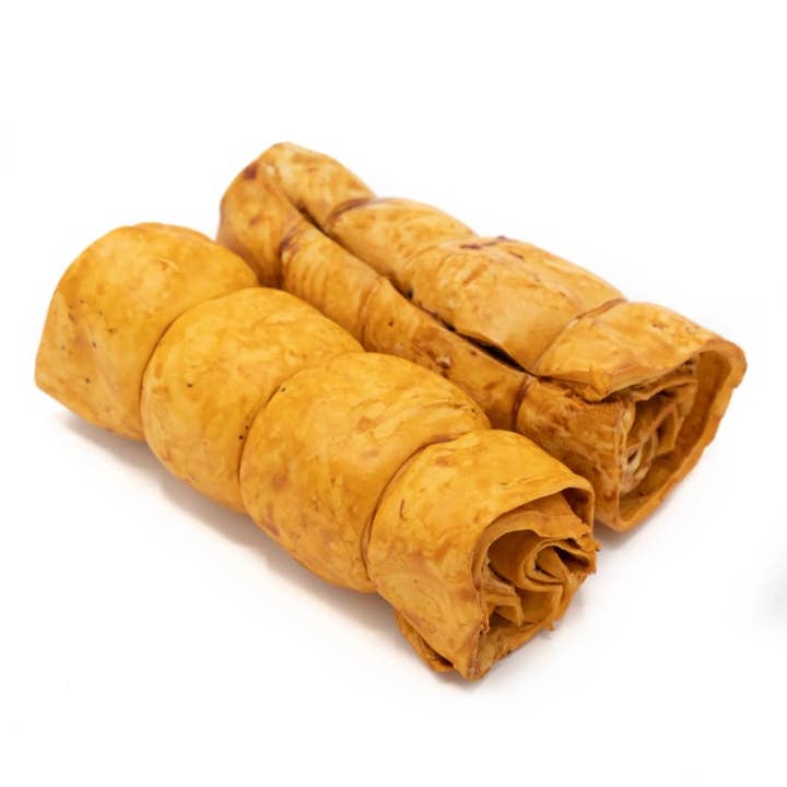 Willy's Wags Natural Pet Treats - Wholesale Pet Treats - Dog - Beef Cheek Roll Peanut Butter Basted 10-12"