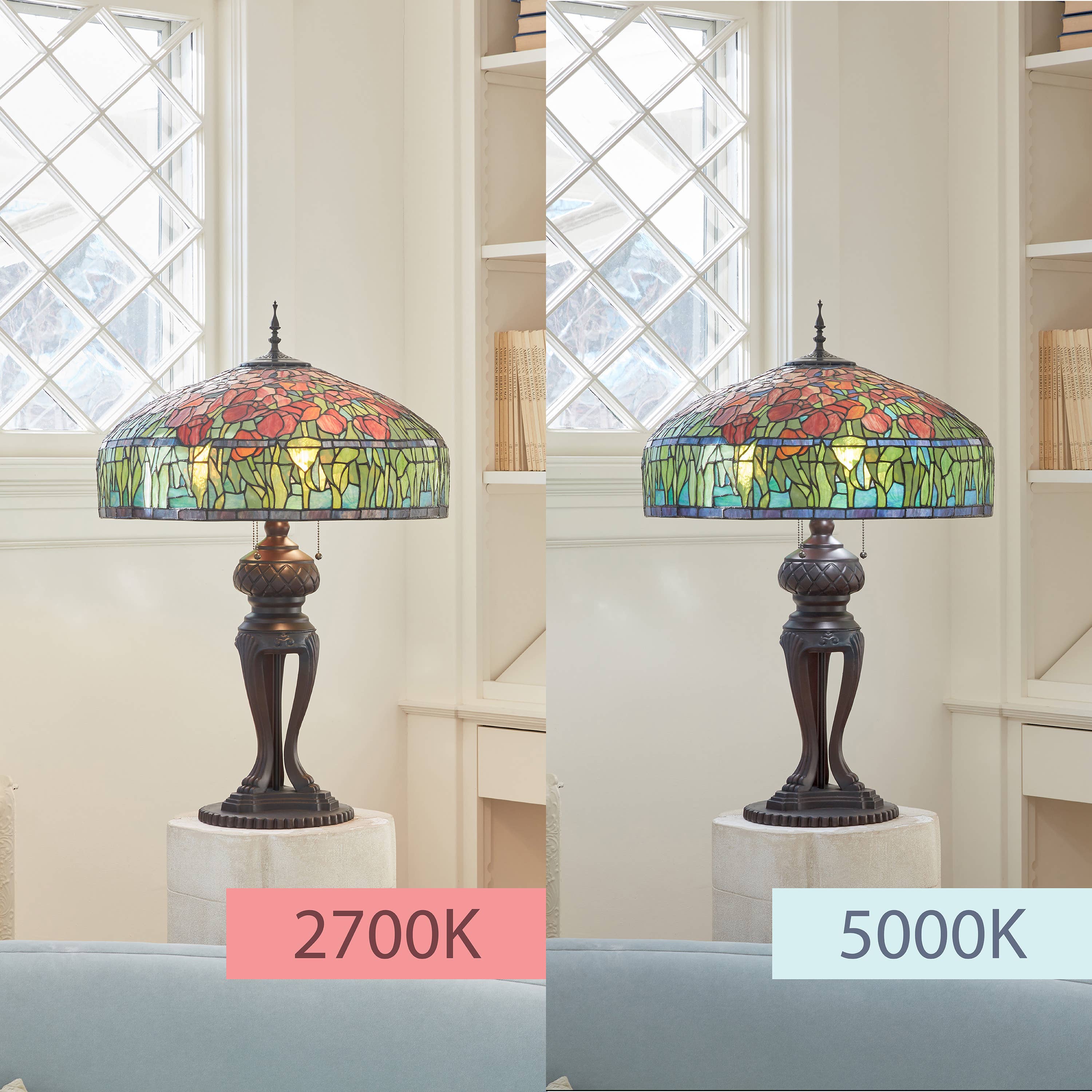 River of Goods - Wholesale Accent/Desk Lamp - 33.25"H Tulip Tiffany-Style Stained Glass Table Lamp3