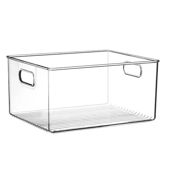 Clear Fridge & Pantry Storage Bins with Handles- 10"x8"x5" for wholesale by The Organizing Warehouse