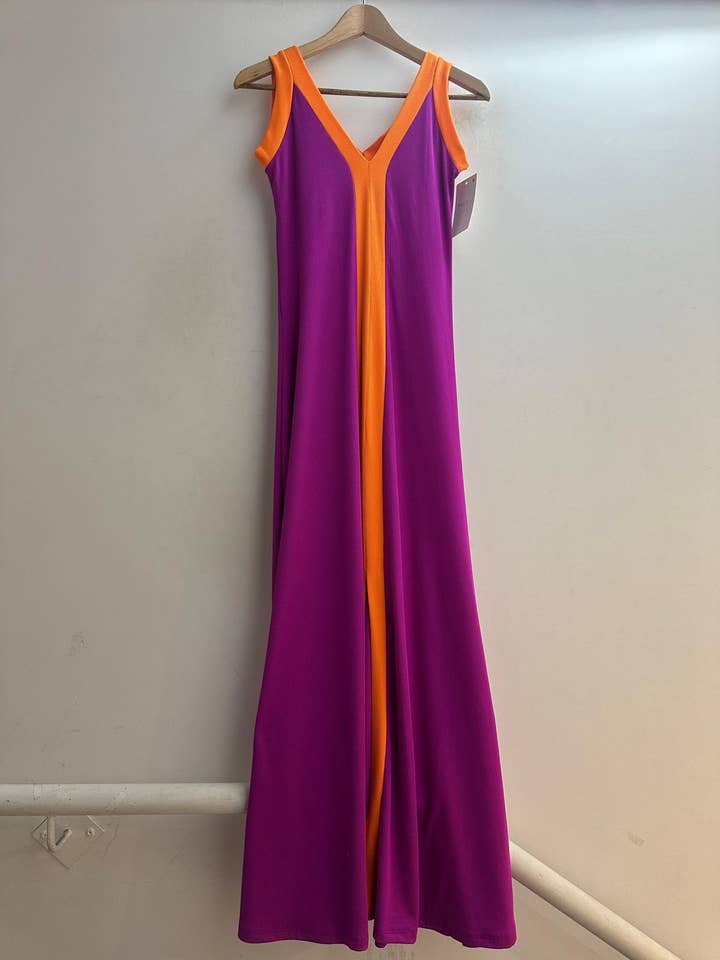 LORIANE - Vendita all'ingrosso Vestito - Donna - 9655 Abito lungo bicolore con spalline12