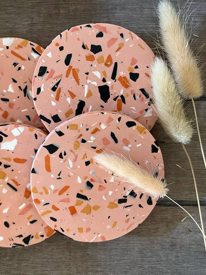 Terrazzo coaster set- Round for wholesale by EMB Pretty