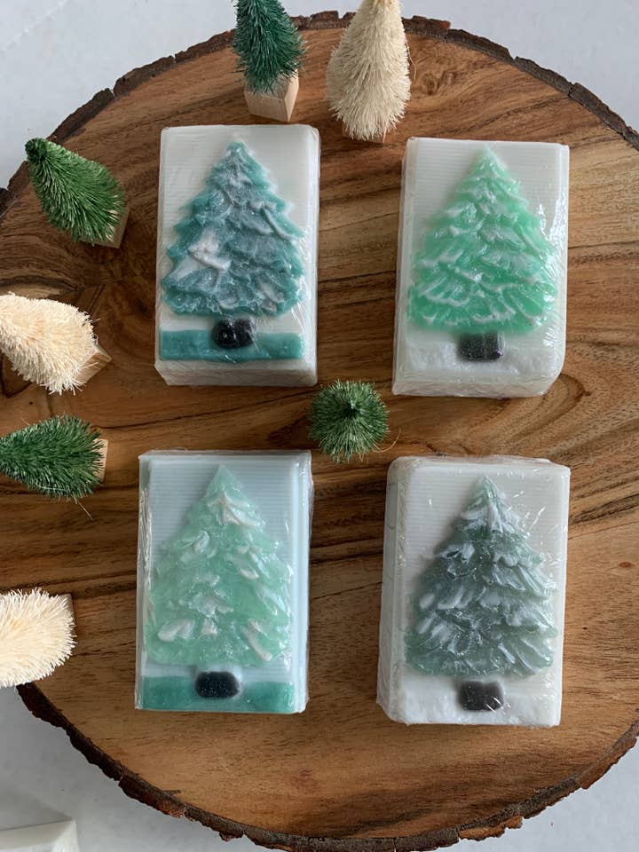 Festive Fir Tree Soap Bar, Winter Wonderland Soap for wholesale by Monika Botanika Inc.