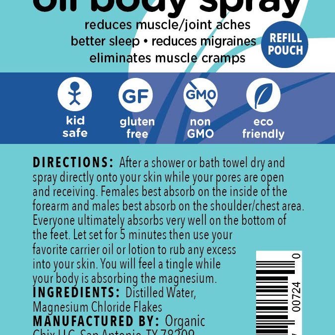 Organic Chix - Wholesale Pain Relief Spray/Cream - Magnesium Oil Body Spray