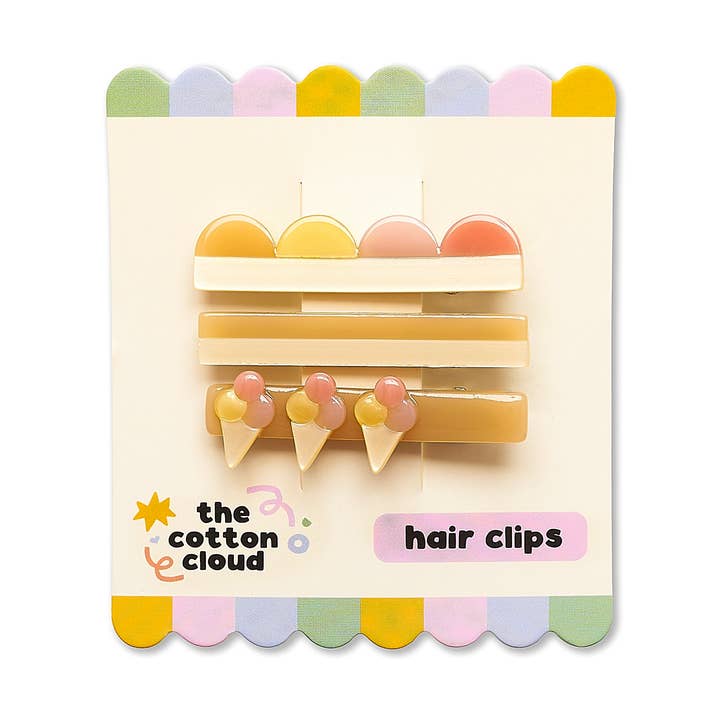 Lot de 3 barrettes motif glace pour la vente par the cotton cloud