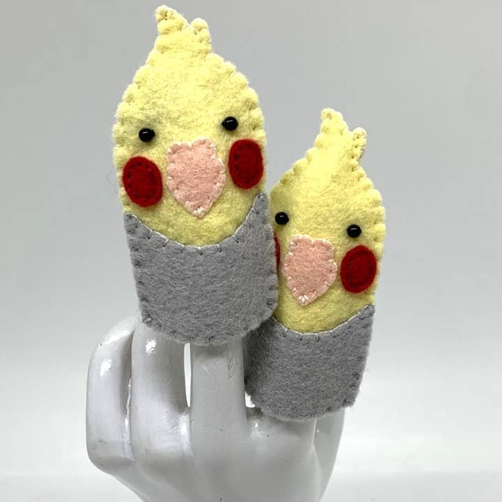 Cockatiel Felt Finger Puppet for wholesale by Lumpy Buttons