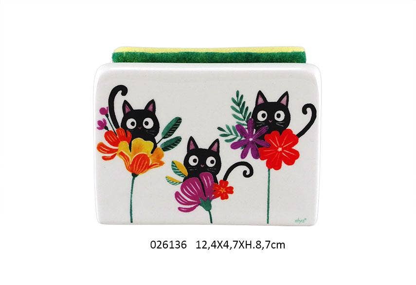 Faye - Wholesale Sponge Holder - Sponge Holder + Sponge 'Pansy' 12.4 X 4.7 X H.8.7 cm0