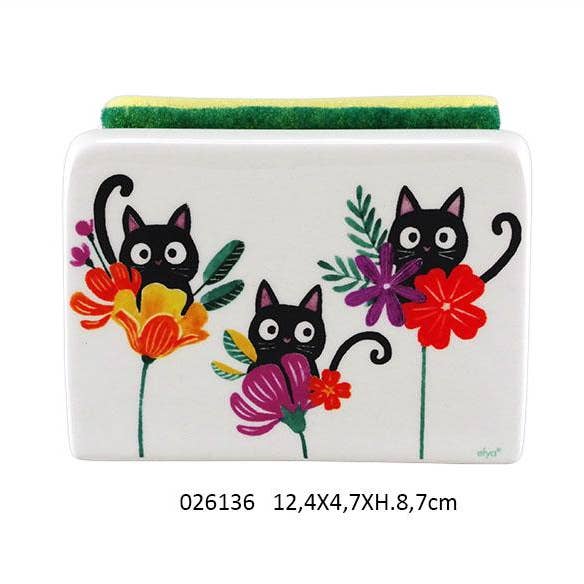 Faye - Wholesale Sponge Holder - Sponge Holder + Sponge 'Pansy' 12.4 X 4.7 X H.8.7 cm0