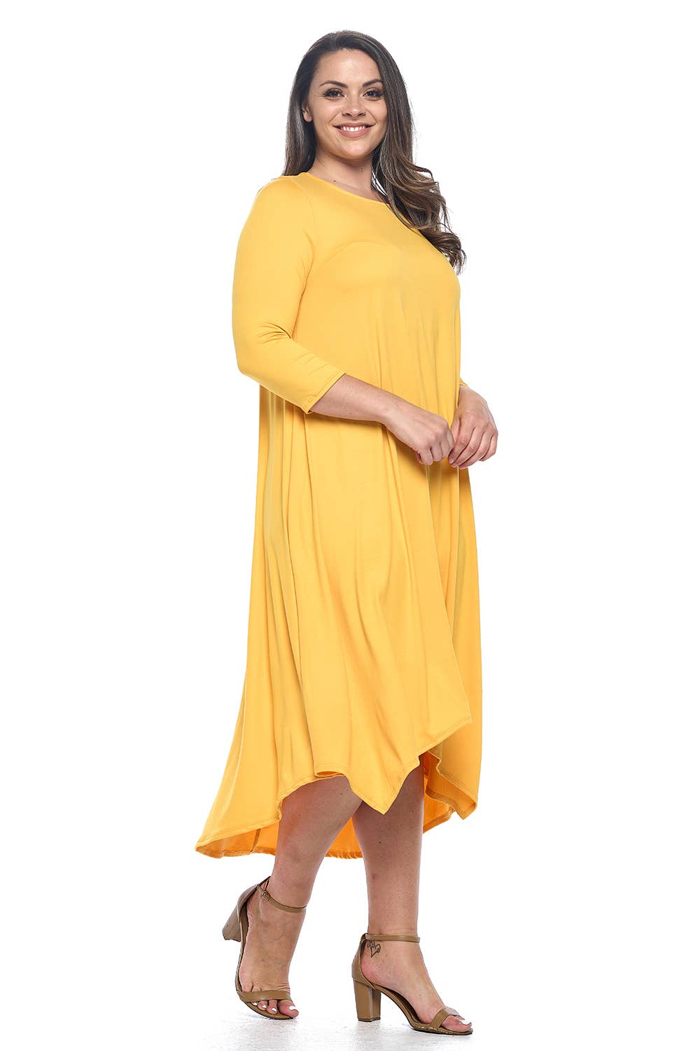 Allium - Wholesale Dress - Women's - Asymmetric Hem Midi Dress Plus Size9