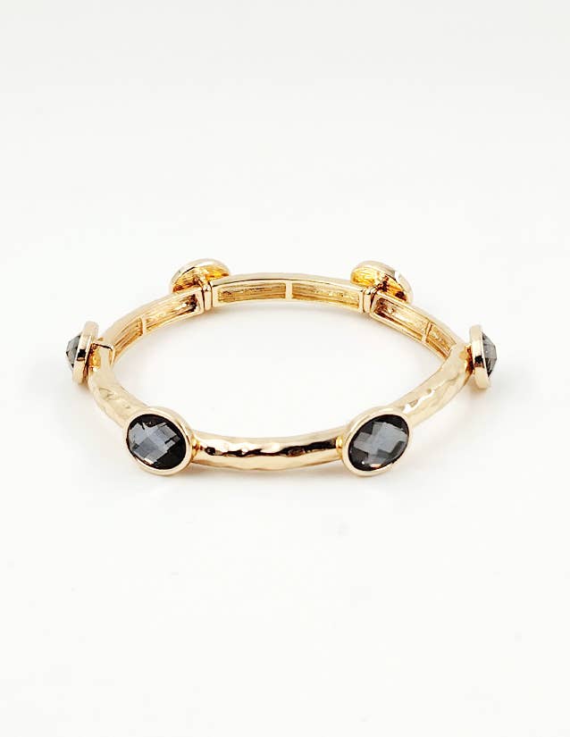 Pretty Persuasions - Wholesale Bangle Bracelet - B25034 Glass Bead/Faux Pearl Adorned Stretch Bangle Bracelet1